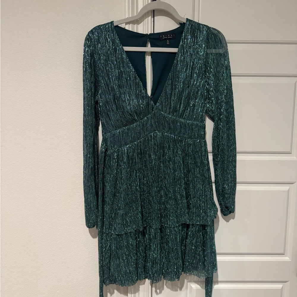 Trixxi Green Tiered Ruffled Mini Sundress